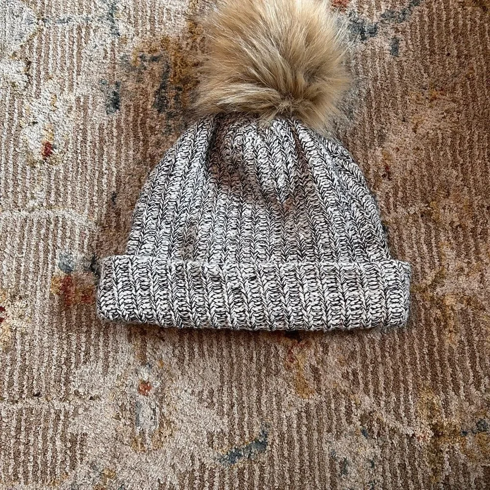 Love Your Melon Charcoal and Tan Knit Beanie